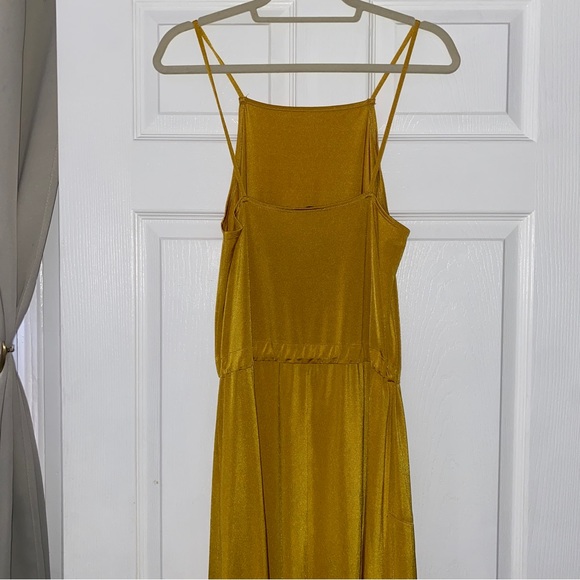 ZARA Gold / Yellow / Mustard Slip Dress with Drawstring Waist - Picture 3 of 10